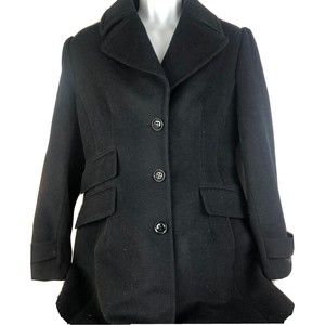 East 5th Wool Blend Black Coat Jacket Button Down Women's Size Large Winter